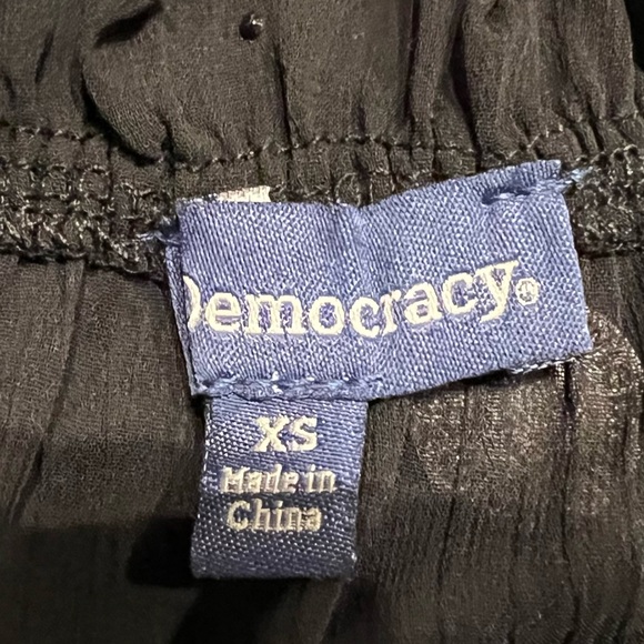 Democracy Black Sparkle Long Sleeve Sheer Rhinestones Blouse with Tank - Picture 7 of 11